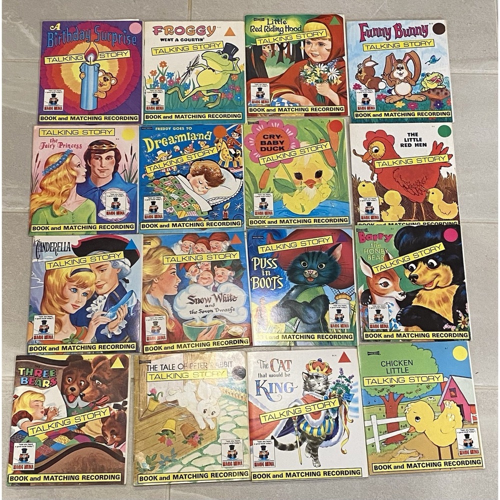 Lot of 16 Magic Media Read-Along Talking Story Book w/ 33 1/2 Vinyl Record